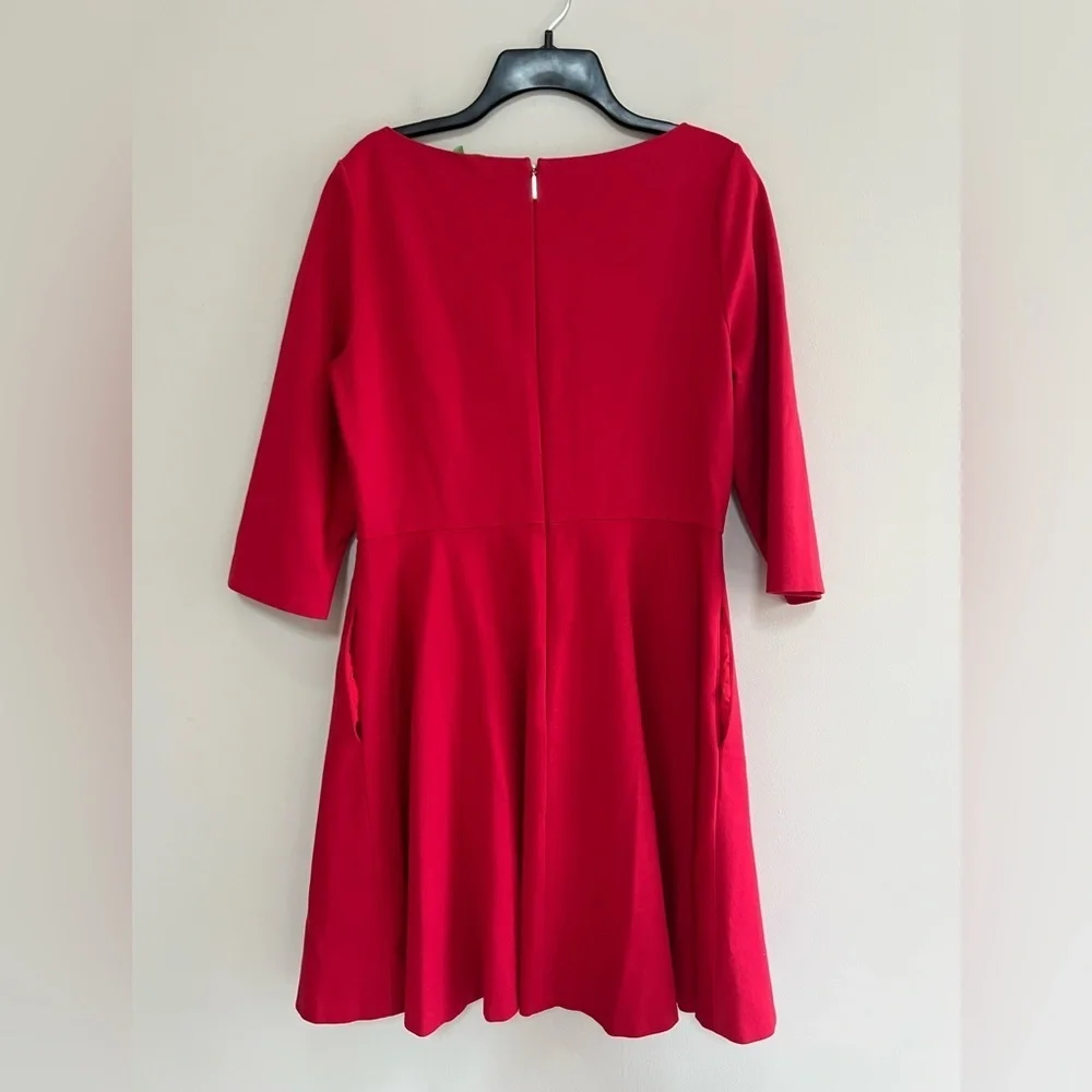 Kate Spade Boat Neck Ponte 3/4 Sleeve Dress in Dark Watermelon Red, size L